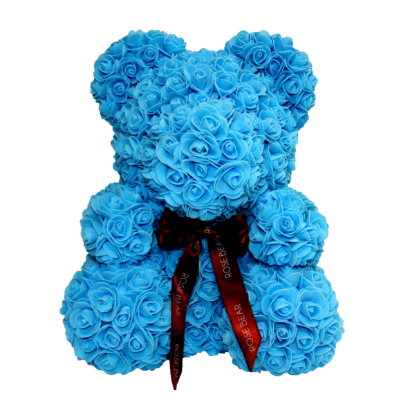 Classic Blue Rose Bear 40cm Tall