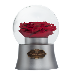 Red Preserved Rose｜The Only Large Silver Music Globe