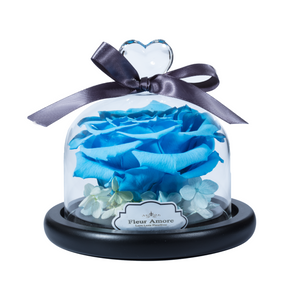 Blue Preserved Rose | Glass Dome with Heart Handle