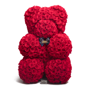 35 Inches Tall Giant Red Preserved Rose Bear | Local Delivery/Pickup Only