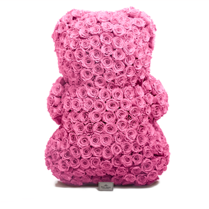 15 Inches Tall Giant Pink Preserved Rose Bear | Local Delivery/Pickup Only