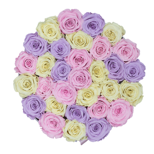 Candy Preserved Roses | Medium Round White Huggy Rose Box