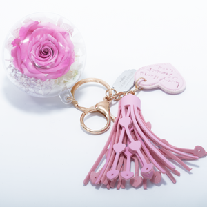 PINK PRESERVED ROSE | PINK BLUSH TASSEL KEYCHAIN