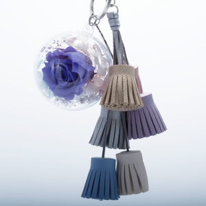 PURPLE PRESERVED ROSE | COLORFUL BLUSH TASSEL KEYCHAIN