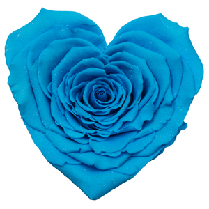 Blue with Crystal Dust Heart Shape Preserved Rose | Beauty and The Beast Glass Dome