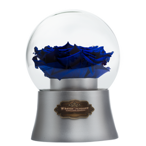 Royal Blue Preserved Rose｜The Only Large Silver Music Globe