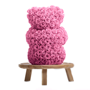 15 Inches Tall Giant Pink Preserved Rose Bear | Local Delivery/Pickup Only