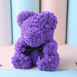 Classic Purple Rose Bear 40cm