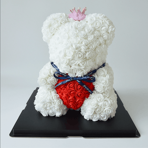 Crown Princess White Rose Bear 40 cm