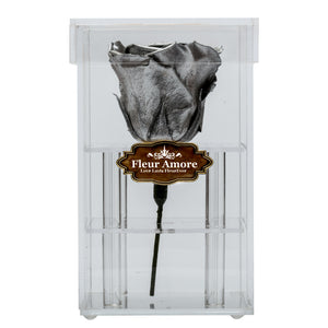 SILVER PRESERVED ROSE | PETITE ACRYLIC ROSE BOX