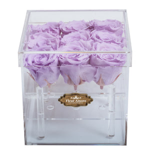 LIGHT PURPLE PRESERVED ROSES | SMALL ACRYLIC ROSE BOX