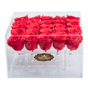 RED PRESERVED ROSES | LARGE ACRYLIC ROSE BOX