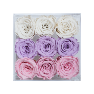 CANDY COLOR PRESERVED ROSES | SMALL ACRYLIC ROSE BOX