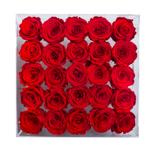 RED PRESERVED ROSES | LARGE ACRYLIC ROSE BOX