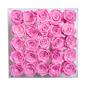 PINK COLOR PRESERVED ROSES | LARGE ACRYLIC ROSE BOX