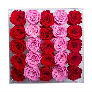 RED AND PINK PRESERVED ROSES | LARGE ACRYLIC ROSE BOX