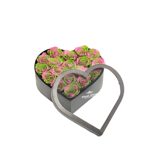 SPRING PRESERVED ROSES | MEDIUM HEART CLASSIC GREY BOX