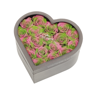 SPRING PRESERVED ROSES | MEDIUM HEART CLASSIC GREY BOX