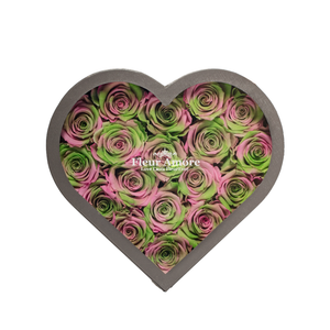 SPRING PRESERVED ROSES | MEDIUM HEART CLASSIC GREY BOX