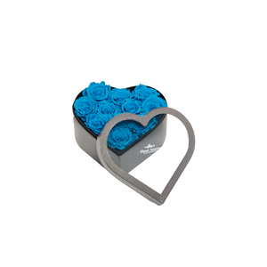 BLUE PRESERVED ROSES | SMALL HEART CLASSIC GREY BOX