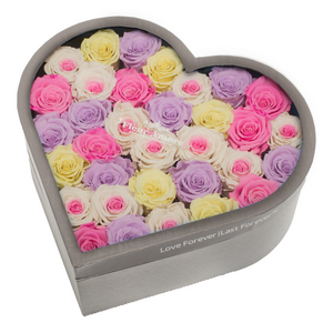 CANDY MIX PRESERVED ROSES | LARGE HEART CLASSIC GREY BOX