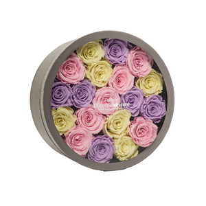 CANDY PRESERVED ROSES | MEDIUM ROUND CLASSIC GREY BOX