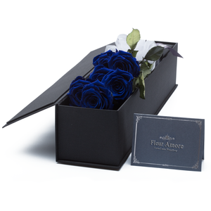 The Only Classic | 6 Royal Blue Preserved Long Stem Roses Bouquet