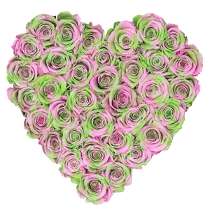 Pink and Green Preserved Roses | Heart White Huggy Rose Box