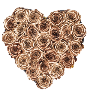 Gold Preserved Roses | Heart Black Huggy Rose Box