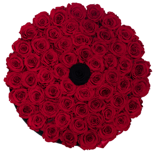 Red & Black Preserved Roses | Large Round Black Huggy Rose Box