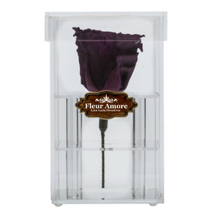 DARK PURPLE PRESERVED ROSE | PETITE ACRYLIC ROSE BOX