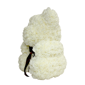 White Classic Rose Bear 40cm Tall