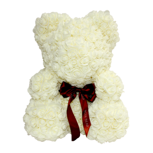 White Classic Rose Bear 40cm Tall